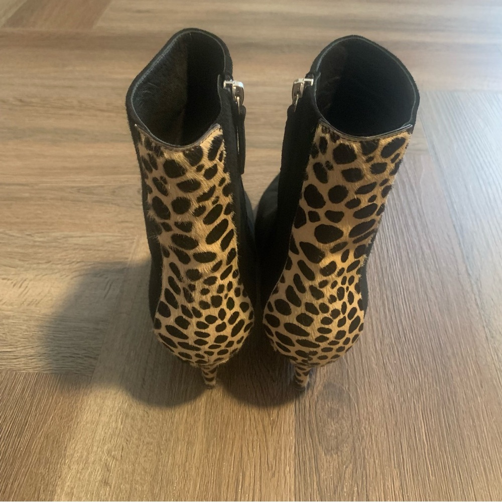 Giuseppe Zanotti Kitten Heel Ankle Boots Sz EU 36.5 US 6.5 - 7 Animal Print BLK - Picture 6 of 13